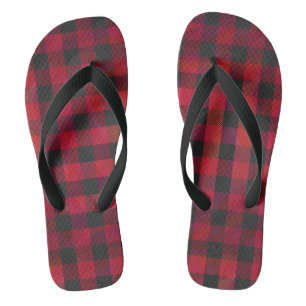 Kariertes Rot-Schwarzes Karomuster Badesandalen