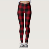 Kariertes Rot und Schwarz Leggings (Vorderseite)