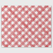 Kariertes Rot-Weiß-Gingham-Muster Weihnachten Geschenkpapier (Flach)