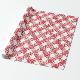 Kariertes Rot-Weiß-Gingham-Muster Weihnachten Geschenkpapier