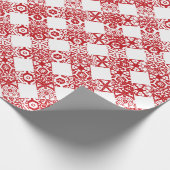 Kariertes Rot-Weiß-Gingham-Muster Weihnachten Geschenkpapier (Ecke)