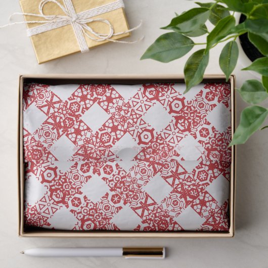 Kariertes Rot-Weiß-Gingham-Muster Weihnachten Seidenpapier (Geschenk)