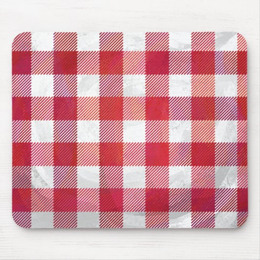Kariertes Rot-Weiß-Schottenmuster Mousepad (Vorne)