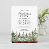 Kariertes Rotes Buffalo mit grünem Kiefernwald Einladung (Stehend Vorderseite)