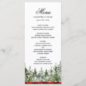 Kariertes Rotes Buffalo mit grünem Kiefernwald Menükarte (Vorderseite)