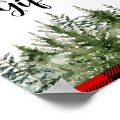 Kariertes Rotes Buffalo mit grünem Kiefernwald Poster (Ecke)