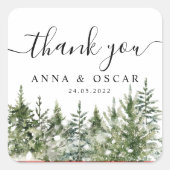 Kariertes Rotes Buffalo mit grünem Kiefernwald Quadratischer Aufkleber (Vorderseite)