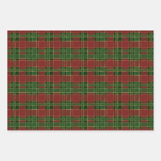 Kariertes Rotes Gold Geschenkpapier Set (Vorderseite 3)