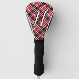 Kariertes rotes Monogramm aus Tartan, kundenspezif Golf Headcover