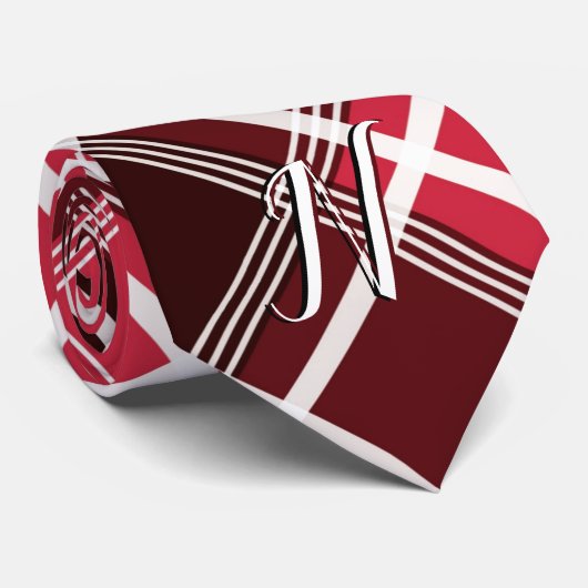 Kariertes rotes Monogramm aus Tartan, kundenspezif Krawatte (Gerollt)