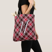 Kariertes rotes Monogramm aus Tartan, kundenspezif Tasche (Von Nahem)