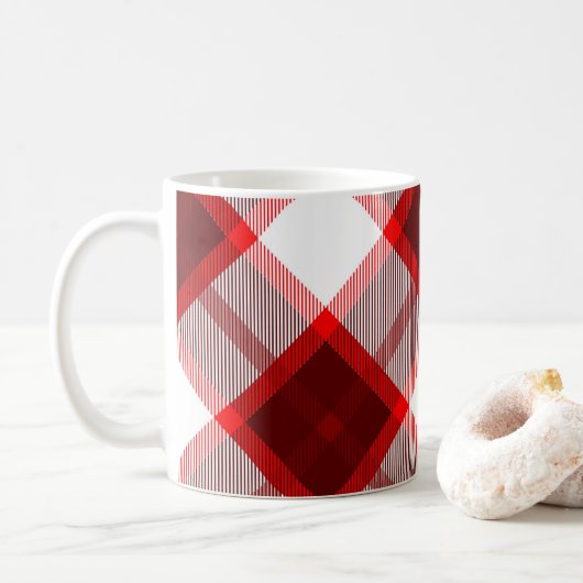 Kariertes rotes Muster Kaffeetasse (Mit Donut)