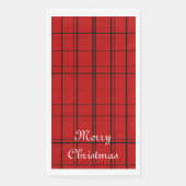 Kariertes, rotes Muster mit weißem Weihnachtstext Serviette (Vorderseite)