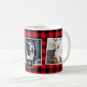 Kariertes rotes Muster - Monogramm-Tasse Kaffeetasse (VorderseiteRechts)