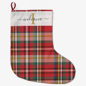Kariertes rotes Muster Rustikale Weihnachtsfeierta Großer Weihnachtsstrumpf (Vorderseite)