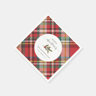 Kariertes rotes rustikales Weihnachtsbaumpapier Serviette