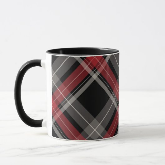 KARIERTES Rotes Schwarz Tasse (Links)