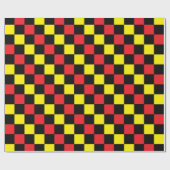 Kariertes Rotes, schwarz und gelb Geschenkpapier (Flach)
