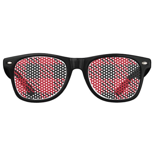 Kariertes rotes Schwarzes Buffalo Quadrat Muster 1 Partybrille (Vorderseite)