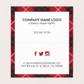 Kariertes, rotes Schwarzweißmuster Visitenkarten (Innenseite Aufgefaltet)