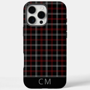 Kariertes rotes Tartan-Muster Monogramm Modernes iPhone 16 Pro Max Hülle