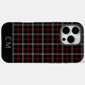 Kariertes rotes Tartan-Muster Monogramm Modernes Case-Mate iPhone Hülle (Rückseite (Horizontal))