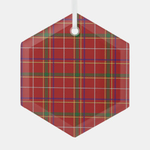 Kariertes Rotes Tartan Ornament Aus Glas
