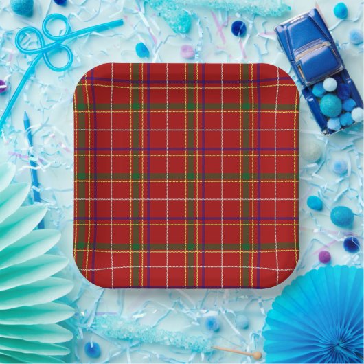 Kariertes Rotes Tartan Pappteller (Party)