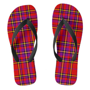 Kariertes rotes Tartan Swahili Prüfmuster-54813 Badesandalen