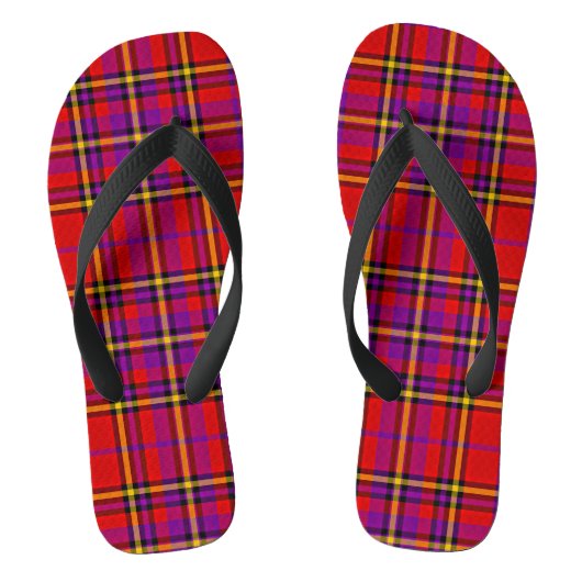 Kariertes rotes Tartan Swahili Prüfmuster-54813 Badesandalen (Fußbett)