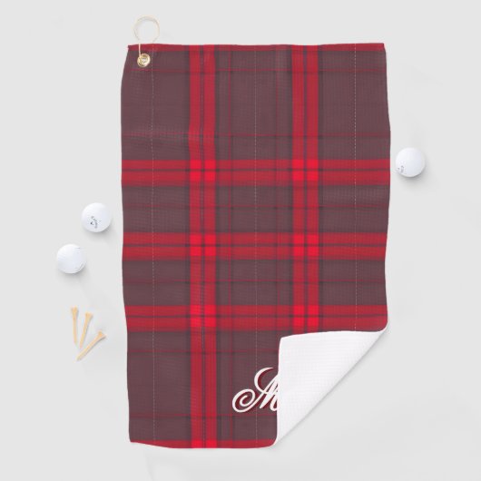 Kariertes rotes traditionelles Tartan Modern Colle Golfhandtuch (Insitu)