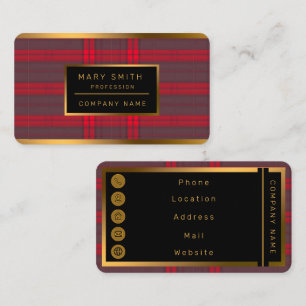 Kariertes rotes traditionelles Tartan Modern Colle Visitenkarte