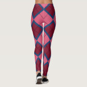Kariertes rotes und blaues Muster Leggings (Rückseite)