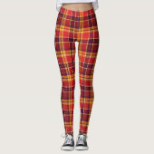 Kariertes rotes und gelbes Design Leggings (Vorderseite)