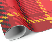 Kariertes, rotes und gelbes Muster Geschenkpapier (Rolleneckpunkt)