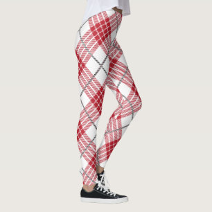 Kariertes, rotes und graues Muster Leggings