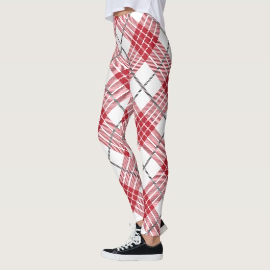 Kariertes, rotes und graues Muster Leggings (Links)