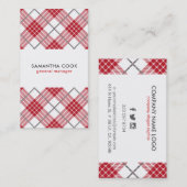 Kariertes rotes und graues Muster Visitenkarte (Vorne/Hinten)