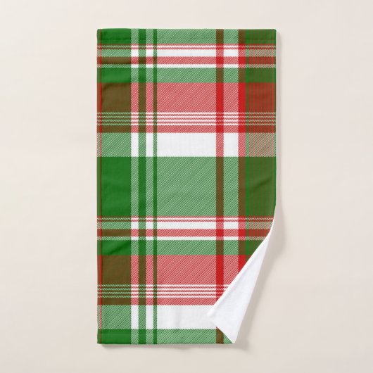 Kariertes, rotes und grünes Badezimmer Badhandtuch Set (Handtuch)