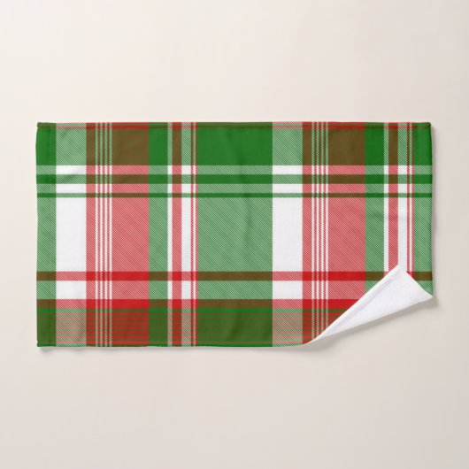 Kariertes, rotes und grünes Badezimmer Badhandtuch Set (Handtuch)