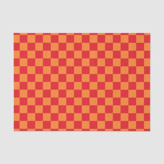Kariertes Rotes und orange Seidenpapier (Vorderseite)