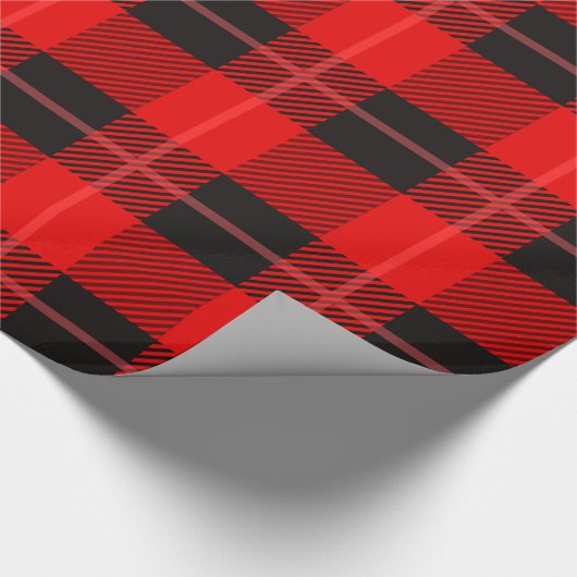 Kariertes rotes und schwarzes Muster Geschenkpapier (Ecke)
