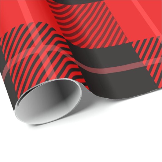 Kariertes rotes und schwarzes Muster Geschenkpapier (Rolleneckpunkt)