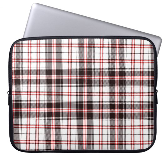 Kariertes rotes und schwarzes Muster Laptopschutzhülle (Vorderseite)