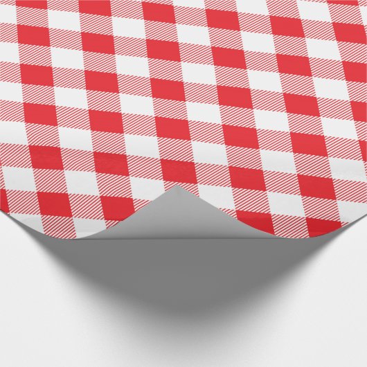 Kariertes, rotes und weißes Büffelpapier Geschenkpapier (Ecke)
