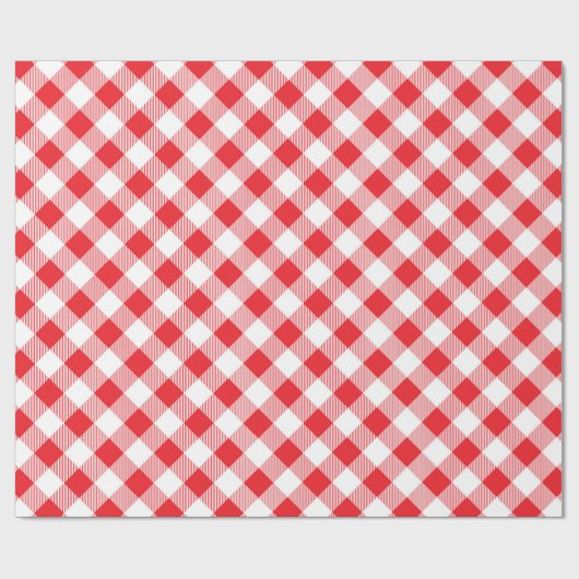 Kariertes, rotes und weißes Büffelpapier Geschenkpapier (Flach)