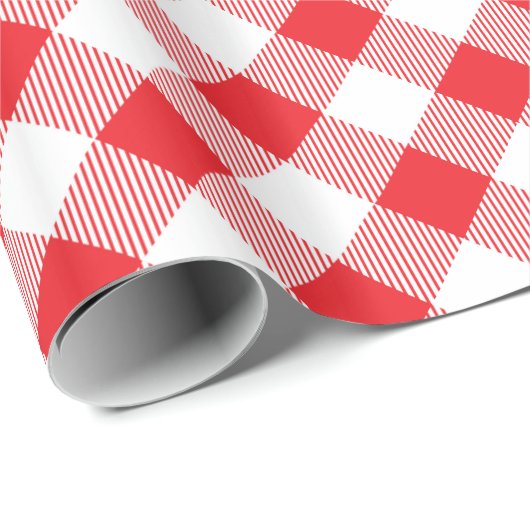 Kariertes, rotes und weißes Büffelpapier Geschenkpapier (Rolleneckpunkt)