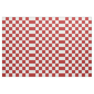 Kariertes rotes und weißes geometrisches Gewebe Stoff