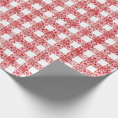 Kariertes Rotweiß-Schachbrettmuster Weihnachten Geschenkpapier (Ecke)