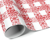 Kariertes Rotweiß-Schachbrettmuster Weihnachten Geschenkpapier (Rolleneckpunkt)
